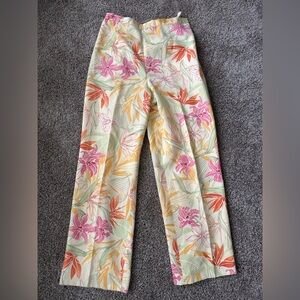 Talbots Silk Blend Floral Tropical Pants Women Spring Summer Resort M - L